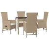 Image de vidaXL Ensemble à manger de jardin avec coussins 5pcs Beige poly rotin