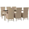 Image de vidaXL Ensemble à manger de jardin et coussins 7 pcs beige poly rotin