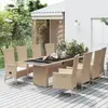 Image de vidaXL Ensemble à manger de jardin et coussins 9 pcs beige Poly rotin