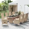 Image de vidaXL Ensemble à manger de jardin et coussins 11 pcs beige poly rotin