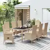 Image de vidaXL Ensemble à manger de jardin et coussins 9 pcs beige Poly rotin