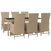 Image de vidaXL Ensemble à manger de jardin et coussins 7 pcs beige poly rotin