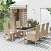 Image de vidaXL Ensemble à manger de jardin et coussins 7 pcs beige poly rotin