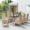 Image de vidaXL Ensemble à manger de jardin et coussins 9 pcs beige Poly rotin