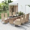 Image de vidaXL Ensemble à manger de jardin et coussins 9 pcs beige Poly rotin