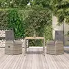 Image de vidaXL Ensemble à manger de jardin 3 pcs coussins gris résine tressée