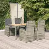 Image de vidaXL Ensemble à manger de jardin 5 pcs coussins gris résine tressée