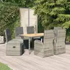 Image de vidaXL Ensemble à manger de jardin et coussins 7 pcs gris rotin