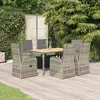 Image de vidaXL Ensemble à manger de jardin et coussins 7 pcs gris rotin