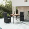 Image de vidaXL Ensemble à manger de jardin avec coussins 3 pcs Noir