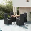 Image de vidaXL Ensemble à manger de jardin coussins 5pcs Noir Résine tressée