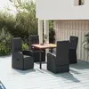 Image de vidaXL Ensemble à manger de jardin coussins 5pcs Noir Résine tressée