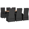 Image de vidaXL Ensemble à manger de jardin coussins 7pcs Noir Résine tressée