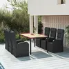 Image de vidaXL Ensemble à manger de jardin coussins 7pcs Noir Résine tressée