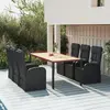 Image de vidaXL Ensemble à manger de jardin coussins 7pcs Noir Résine tressée