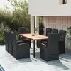 Image de vidaXL Ensemble à manger de jardin 9pcs coussins noir résine tressée