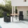 Image de vidaXL Ensemble à manger de jardin 3 pcs Noir Poly rotin et acacia