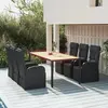 Image de vidaXL Ensemble à manger de jardin 7 pcs Noir Poly rotin et acacia