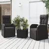 Image de vidaXL Ensemble de salon de jardin 3 pcs noir poly rotin et acier