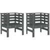 Image de vidaXL Lot de 2 Chaises de Jardin, Sièges avec Accoudoirs, Fauteuils avec Dossier, Meubles de Jardin Patio, Scandinave, Gris Bois Pin Massif