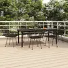 Image de vidaXL Ensemble à manger de jardin 7 pcs Noir Résine tressée