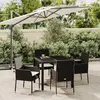 Image de vidaXL Ensemble à manger de jardin coussins 5pcs Noir Résine tressée