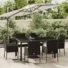 Image de vidaXL Ensemble à manger de jardin coussins 7pcs Noir Résine tressée