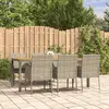 Image de vidaXL Ensemble à manger jardin et coussins 7 pcs gris rotin