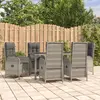 Image de vidaXL Ensemble à manger jardin et coussins 7 pcs gris rotin