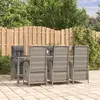 Image de vidaXL Ensemble à manger jardin et coussins 7 pcs gris rotin