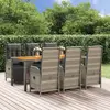 Image de vidaXL Ensemble à manger jardin et coussins 7 pcs gris rotin