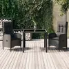 Image de vidaXL Ensemble à manger de jardin avec coussins 3 pcs Noir