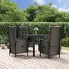 Image de vidaXL Ensemble à manger de jardin coussins 5pcs Noir Résine tressée