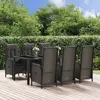 Image de vidaXL Ensemble à manger jardin et coussins 7 pcs Noir et gris Rotin