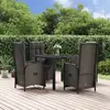 Image de vidaXL Ensemble à manger de jardin coussins 5pcs Noir Résine tressée