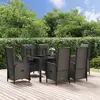 Image de vidaXL Ensemble à manger de jardin coussins 7pcs Noir Résine tressée