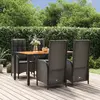 Image de vidaXL Ensemble à manger de jardin coussins 5pcs Noir Résine tressée