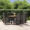 Image de vidaXL Ensemble à manger de jardin coussins 7pcs Noir Résine tressée