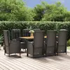 Image de vidaXL Ensemble à manger jardin 9pcs et coussins noir résine tressée