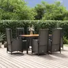 Image de vidaXL Ensemble à manger de jardin coussins 7pcs Noir Résine tressée