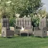 Image de vidaXL Ensemble à manger jardin 4pcs et coussins Gris Résine tressée