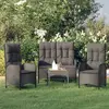 Image de vidaXL Ensemble à manger de jardin avec coussins 3 pcs Noir