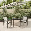 Image de vidaXL Ensemble à manger de jardin avec coussins 3 pcs Noir