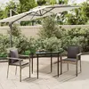 Image de vidaXL Ensemble à manger jardin 3pcs avec coussins noir et gris