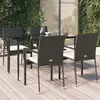 Image de vidaXL Ensemble à manger de jardin coussins 5pcs Noir Résine tressée