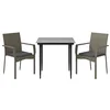 Image de vidaXL Ensemble à manger jardin 3pcs avec coussins noir et gris, ensemble de salle à manger, ensemble de salle à manger d'extérieur, ensemble de mobilier d'extérieur