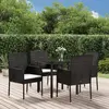 Image de vidaXL Ensemble à manger de jardin coussins 5pcs Noir Résine tressée