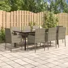 Image de vidaXL Ensemble à manger de jardin 9pcs et coussins noir et gris