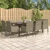 Image de vidaXL Ensemble à manger jardin 11 pcs avec coussins noir et gris