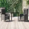 Image de vidaXL Ensemble à manger de jardin avec coussins 3 pcs Noir